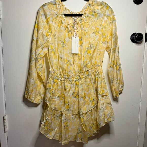 NWT LoveShackFancy Popover Floral Dress in Lemon Daydream